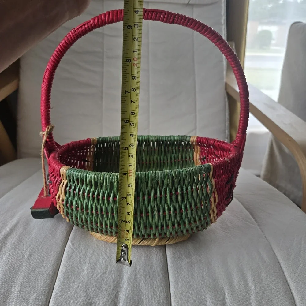 Vintage Watermelon Wicker Small Basket Cottagecore Farmcore Decor